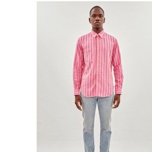 Sunflower Men's Pink Striped Casual Button Down Shirt